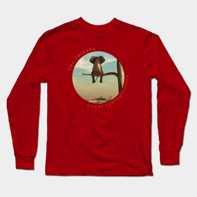 Elephant – The Thinker, Silent Contemplation Long Sleeve T-Shirt by Urban Gypsy Designs